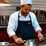 Home 7 마르크스 경제사상 - A vibrant, high-detail photograph depicting the journey of coffee in Turkey. Start with skilled farm...