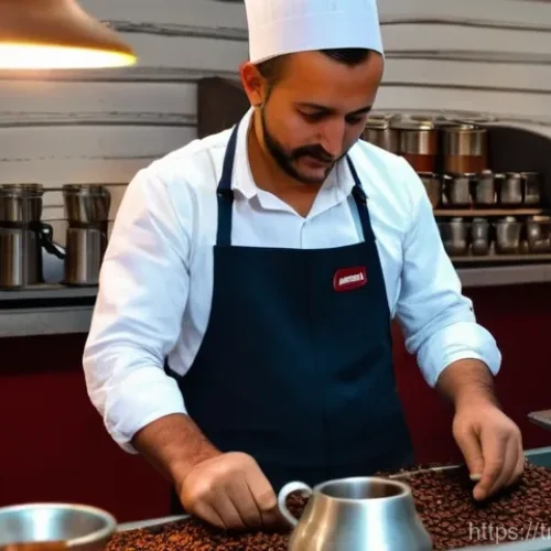 Home 4 마르크스 경제사상 - A vibrant, high-detail photograph depicting the journey of coffee in Turkey. Start with skilled farm...